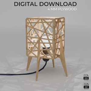 Lampada da tavolo in compensato da 4 mm tagliata al laser, download digitale dei file DXF SVG