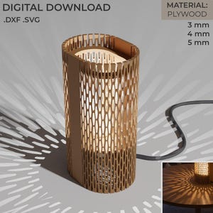 Plywood Laser Cut Mood Lamp 5 mm, 4 mm, 3 mm Digital Download DXF SVG files table lamp
