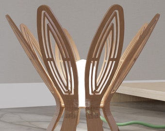 Lámpara de mesa con diseño de ambiente cortado con láser, madera contrachapada de 3 mm y 4 mm, descarga digital, archivos vectoriales DXF y SVG, arte cortado con láser.