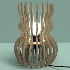 Organic 4 mm Plywood Table Lamp SVG/DXF Files – Laser Cut Wood Lamp Template – Modern DIY Lamp Design – Digital Download