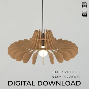4 mm Plywood Laser Cut Decorative Pendant Lamp SVG DXF Template Glowforge Wooden Lampshade DXF Cnc Pattern Vector Lamp Chandelier Svg