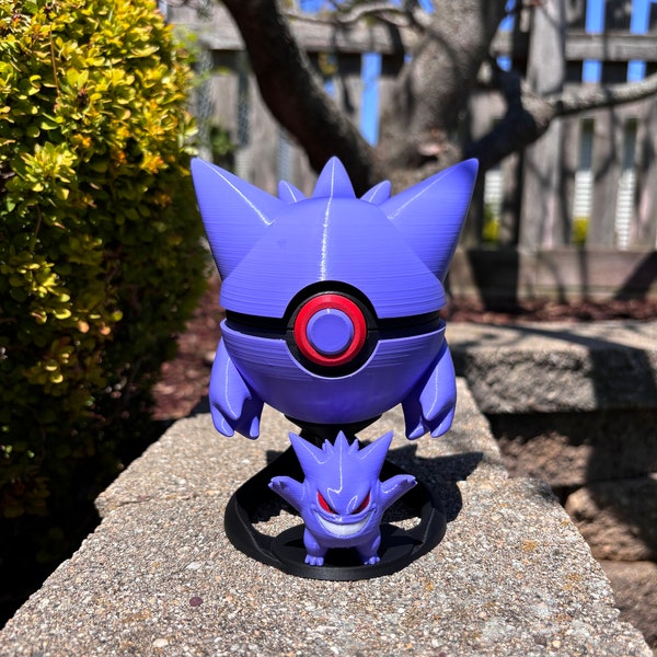 Handmade 3D Printed Ghostly Poké-inspired Creature Pokeball with Mini Figure