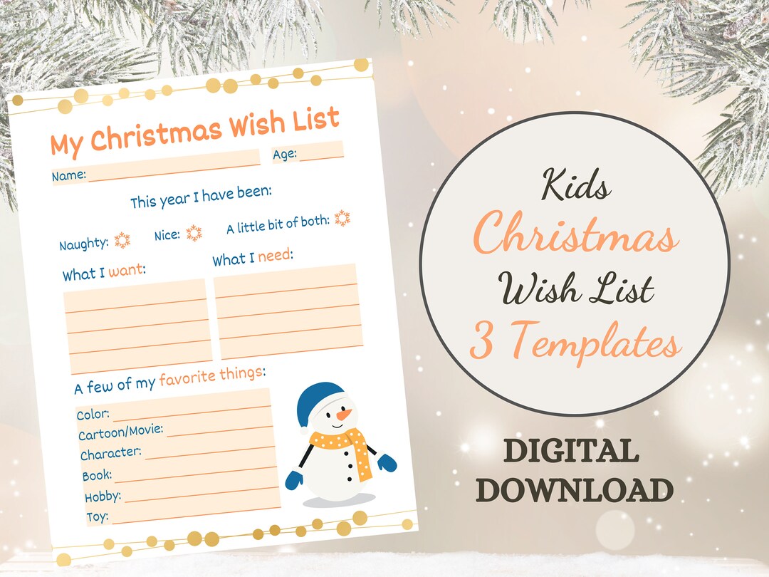 Christmas Wish List, Kids Christmas Wish List, Children's Christmas