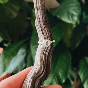 Mint Green Turquoise Sterling Silver Ring with Elegant Stamped Band