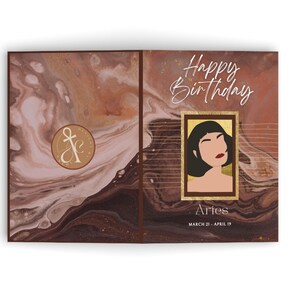 Aries Feminine Astrology Birthday Greeting Card