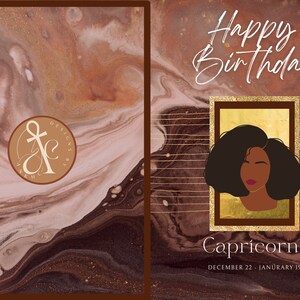 Carte de voeux d'anniversaire d'astrologie féminine Capricorne