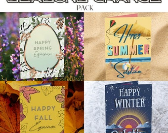 Paquete de tarjetas de felicitación con temática del cambio de estaciones