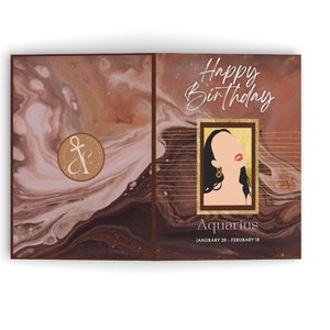 Carte de voeux d'anniversaire d'astrologie féminine Verseau