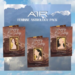 Pack de cartes de voeux astrologie féminine aérienne