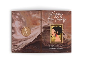 Tarjeta de felicitación de cumpleaños de astrología femenina de Sagitario