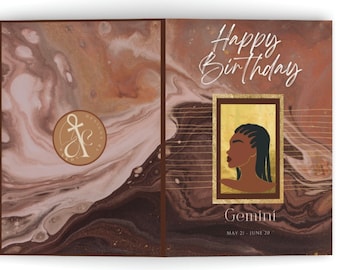 Gemini Feminine Astrology Birthday Greeting Card