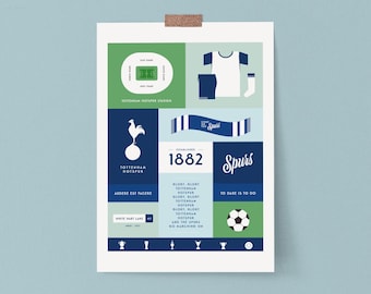 Lámina artística del Tottenham: Historia de los Spurs, regalo para aficionados al fútbol, Hotspur