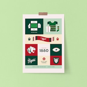 Leicester tijgers kunstafdruk | Cadeau voor rugbyfan, kunst aan de muur, Leicester cadeau, Leicester themacadeau, cadeau voor hem, voetbalcadeau, tijgersfan