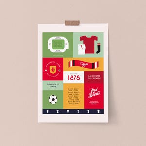 Manchester United FC Art Print | Gifts for Football Fans, Wall Art, Manchester Gifts, Manchester Theme Gift, MUFC Fan, Gifts for Him, Man U