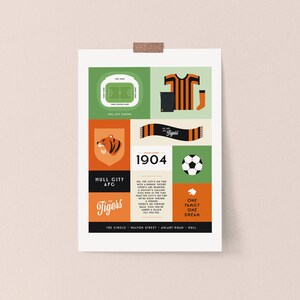 Hull City AFC Art Print | Personalised Gifts for Football Fans, Wall Art, Hull Theme Gift, Gifts for Him, Tigers Fan Art, Hull City Football