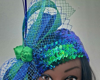 Royal Blue and Emerald Green 3/4 hat