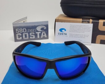 Costa Del Mar Tuna Alley Sunglasses- Polarized 580P Lenses - Black / Blue