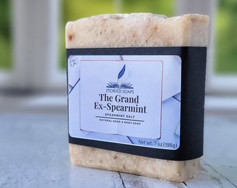 The Grand Ex-Spearmint by Storied Soaps - Spearmint Salt Hand and Body essential oil soap - Oversized 7 oz bar - Discontinued