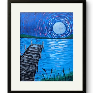 Jasny księżycowy pomost - 9 x 12 cali obraz akrylowy
