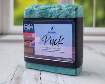 Puck by Storied Soaps - Frasier Fir scented - Oversized 7 oz Bar Soap