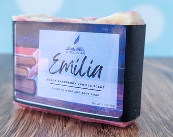 Emilia by Storied Soaps - Black Raspberry Vanilla scented - 4 oz Bar Soap