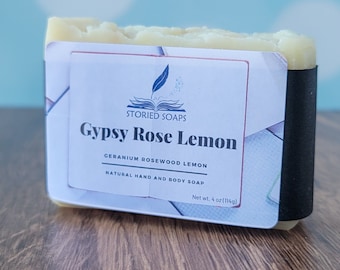 Gypsy Rose Lemon by Storied Soaps - Lemon Geranium Rosewood Hand and Body Soap (discontinued)