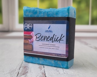 Benedick by Storied Soaps - Coconut Scented scented - Oversized 7 oz Bar Soap - Discontinued