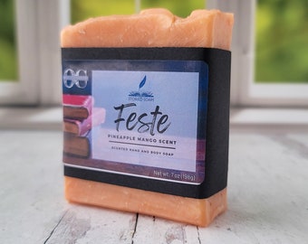 Feste by Storied Soaps -Pineapple Mango Scented scented - Oversized 7 oz Bar Soap