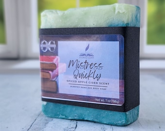 Mistress Quickly by Storied Soaps - Spiced Apple Cider scented - Oversized 7 oz Bar Soap - Discontinued