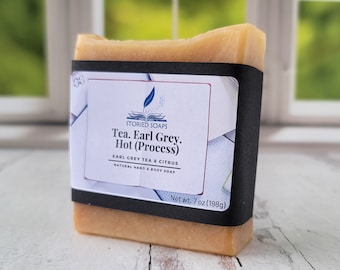 Tea. Earl Grey. Hot (Process) by Storied Soaps - Earl Grey Tea Citrus Hand and Body essential oil soap - Oversized 7 oz bar