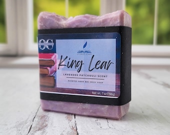 King Lear by Storied Soaps - Lavender Patchouli Scented scented - Oversized 7 oz Bar Soap