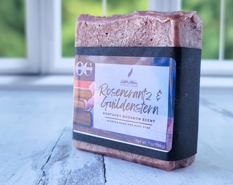 Rosencrantz and Guildenstern by Storied Soaps - Kentucky Bourbon Scented scented - Oversized 7 oz Bar Soap - Discontinued