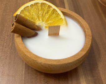 Cuenco de madera para velas