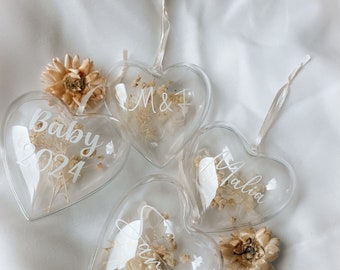 Acrylic heart | personalized | Mother's Day | Ring bearer | Gift | Valentine's Day | Dried flowers