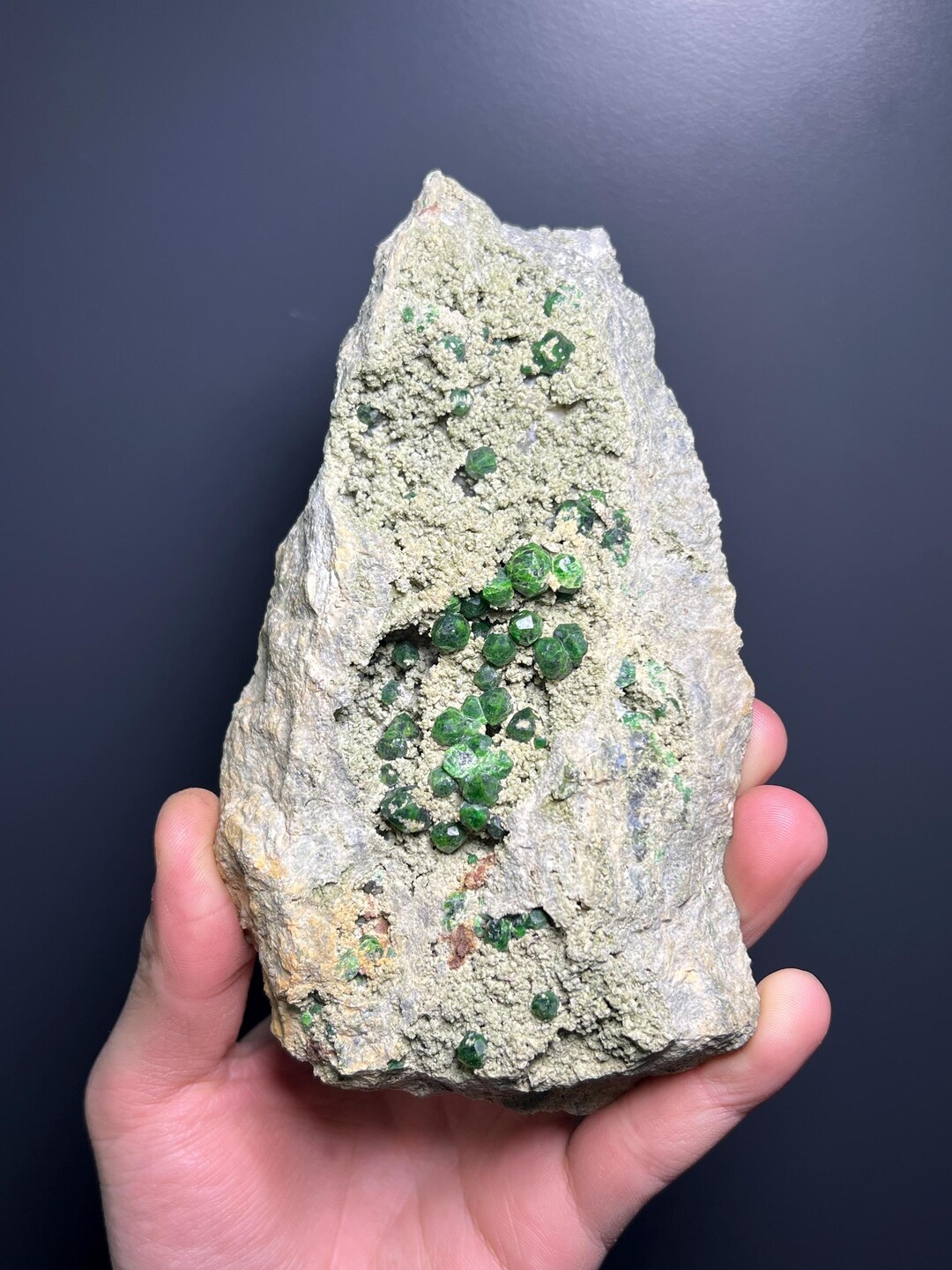Green Demantoid Garnet on Matrix - Russia - Etsy