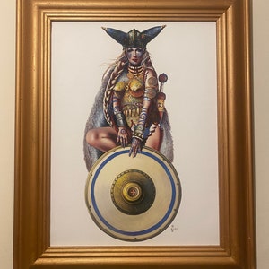 Stampa su tela incorniciata di Boadicea di Chris Achilleos