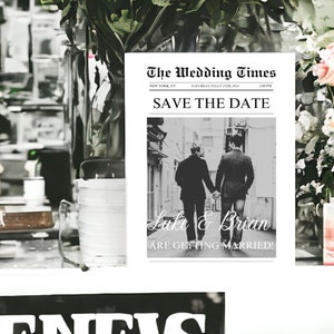 Newspaper Save the Date Custom Design | Custom Editorial Save the Date | Digital Download PDF