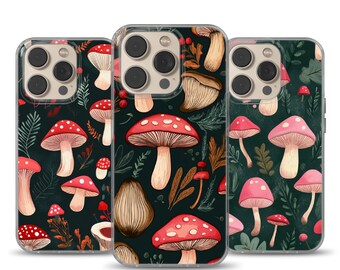 Bonita funda para teléfono con forma de hongo con diseño de estado de ánimo otoñal, compatible con iPhone 12 Pro, iPhone 16+, Samsung S24, A53, S21, S23 Ultra, Google Pixel 9, 6A