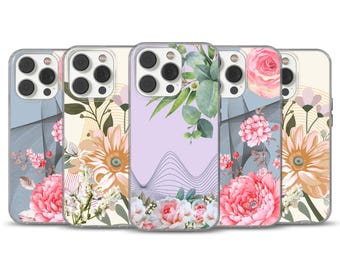 Funda de teléfono con diseño de flores para iPhone 16e, 17 Pro Max, 15, 13, Samsung S26, A56, Pixel 10, 9A