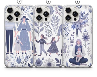 Arte floral Funda de teléfono familiar Funda de amor familiar para iPhone 15 iPhone 14 iPhone 13 iPhone 12 Pro iPhone 11 iPhone XR iPhone 8 7 6