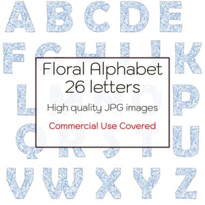 Alphabet Blumenbuchstaben, 26 hochwertige JPGs, Kinderzimmer Drucke, Wandkunst, digitaler Planer, Journal, digitaler Download, Clipart Printable