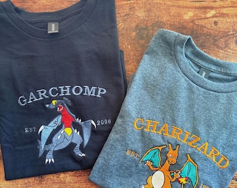 Custom Pokemon Embroidered Shirt, Anime TShirt, Pikachu Charizard, Anime T Shirt for Him, Gift for Her, Eevee