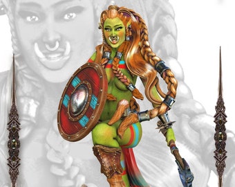 Piglet: Half Orc girl 3D Resin Print 75mm 32mm SFW and NSFW versions