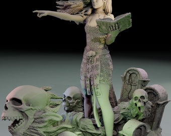 Gwendolen - Battle Necromancer 3D Resin Print 75mm 32mm SFW and NSFW versions