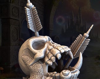 The Orc Skull Dice Tower and Box
