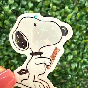 Beagle Holding Mickey Churro Sticker, Cute Vinyl Sticker for Laptops, Water Bottles, Notebooks and more, Waterproof Sticker, Snoopy