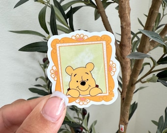 Winnie the Pooh Framed Sticker | Cute Vinyl Sticker with Pooh and Friends | Waterproof | Perfect for Laptops, Water Bottles & Journals