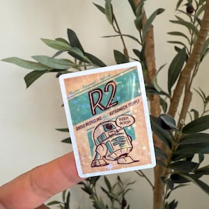Vintage Star Wars Droid Sticker Retro Style Vinyl Sticker Featuring R2D2 | Waterproof Sci-Fi Fan Art for Laptop, Journal, Water Bottle