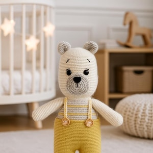 Schema all'uncinetto PDF orsetto coccolone bianco marrone amigurumi quadro all'uncinetto decorazione all'uncinetto cameretta per bambini istruzioni schema