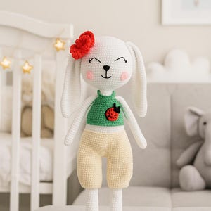 Schema uncinetto PDF coniglietto peluche coniglio bianco amigurumi quadro all'uncinetto decorazione uncinetto cameretta bambini istruzioni schema